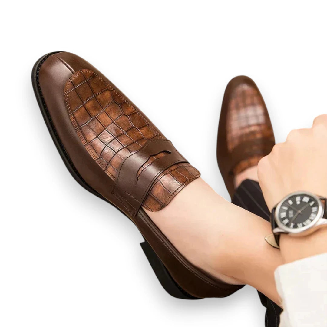 SaintGarnier™ | Delcourt Loafers – Croc-Embossed Leather Elegance