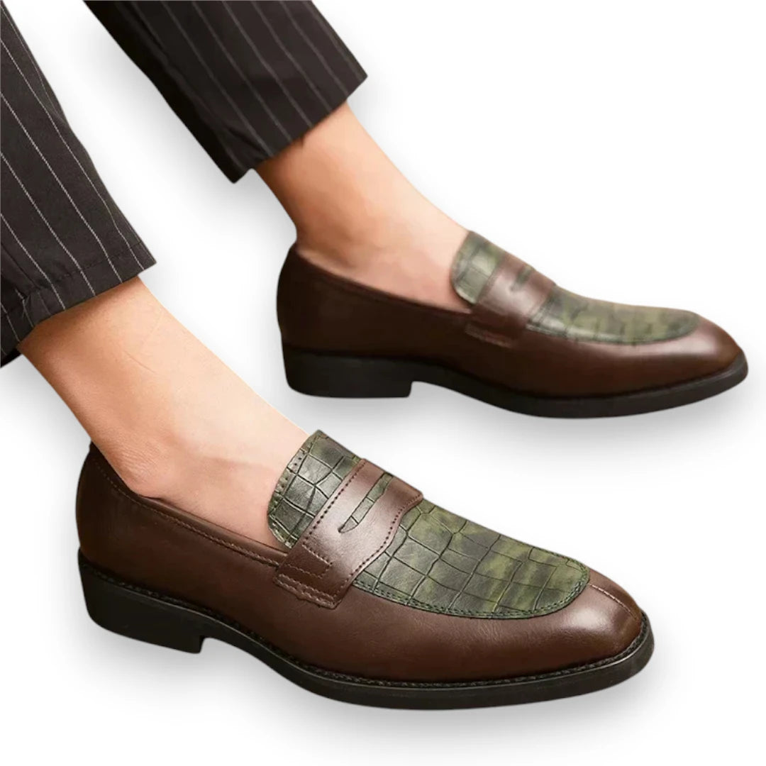 SaintGarnier™ | Delcourt Loafers – Croc-Embossed Leather Elegance