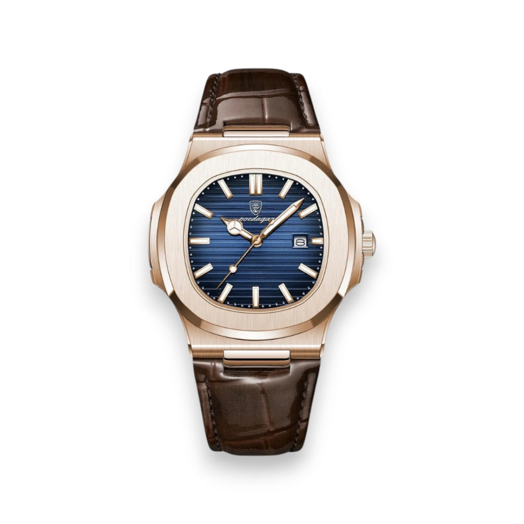 SaintGarnier™ | Lisbon Leather Quartz – Stainless Steel & Genuine Leather, 41mm