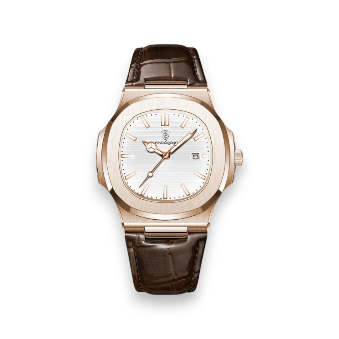 SaintGarnier™ | Lisbon Leather Quartz – Stainless Steel & Genuine Leather, 41mm