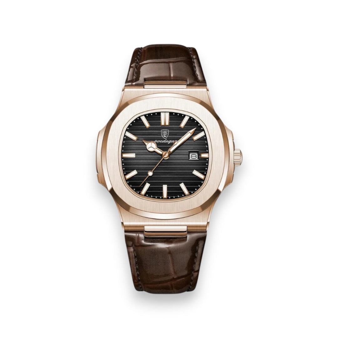 SaintGarnier™ | Lisbon Leather Quartz – Stainless Steel & Genuine Leather, 41mm