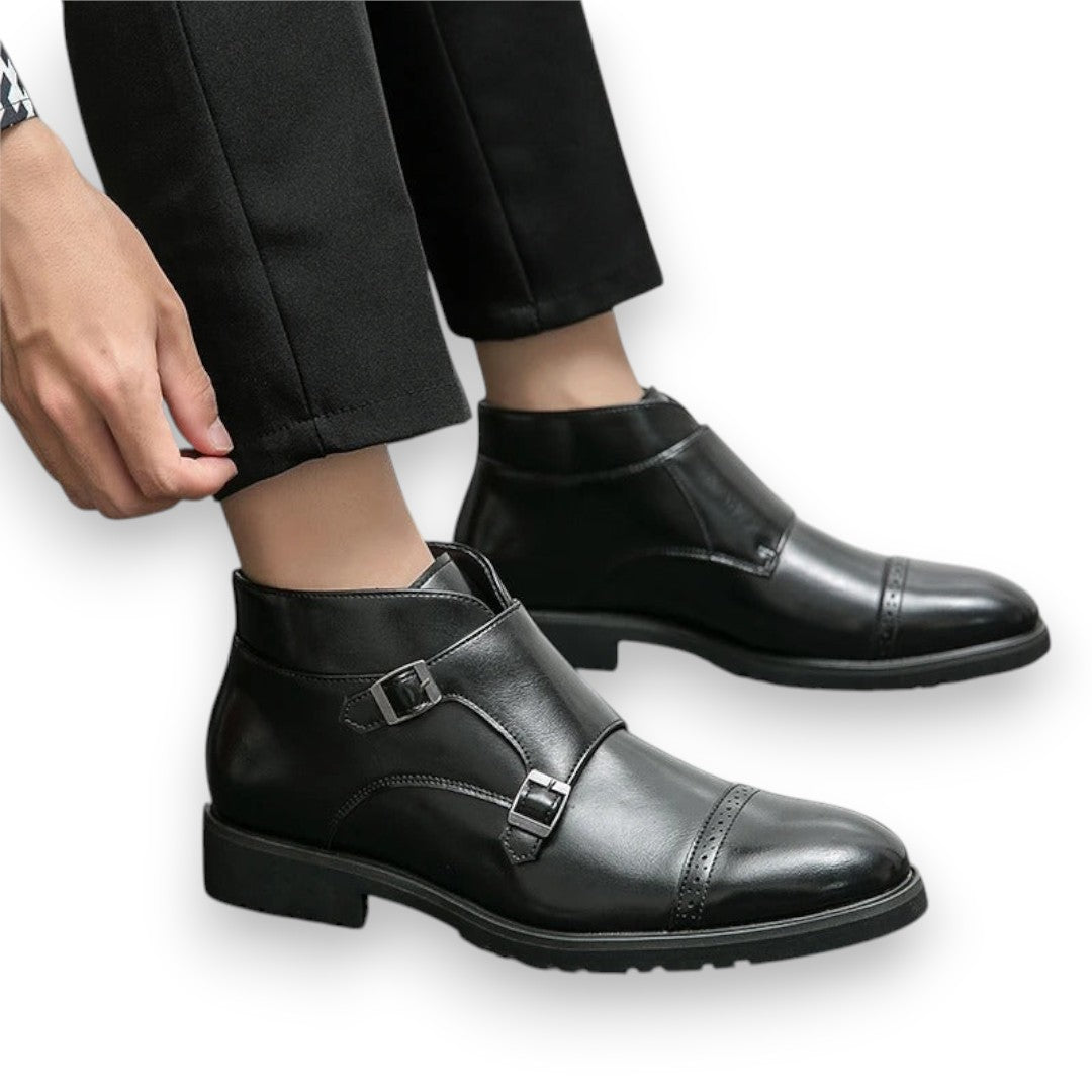 SaintGarnier™ | Men’s Double Buckle Leather Boots