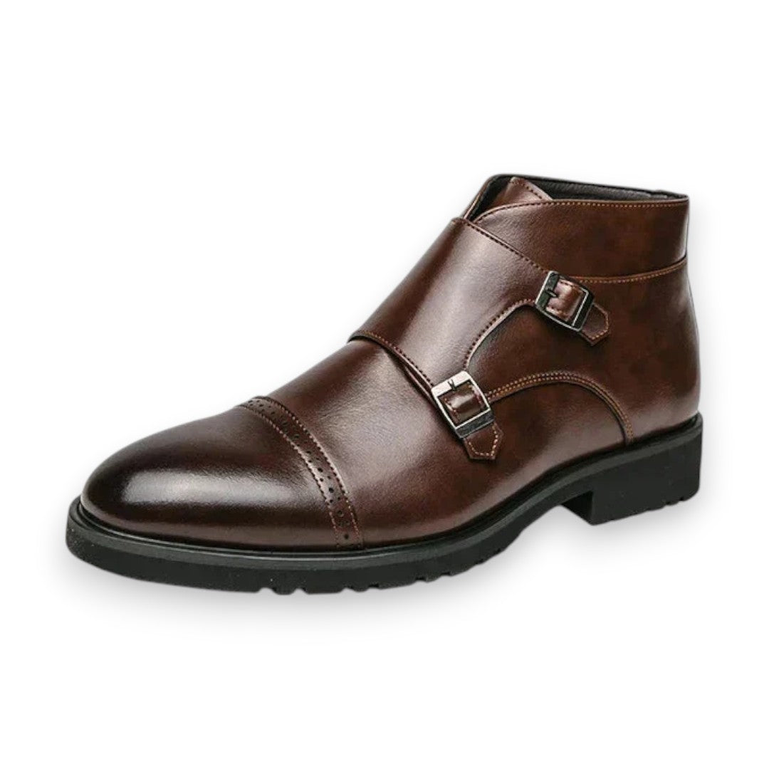 SaintGarnier™ | Men’s Double Buckle Leather Boots