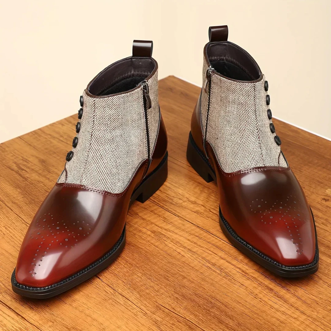 SaintGarnier™ | Men’s Tweed Leather Dress Boots