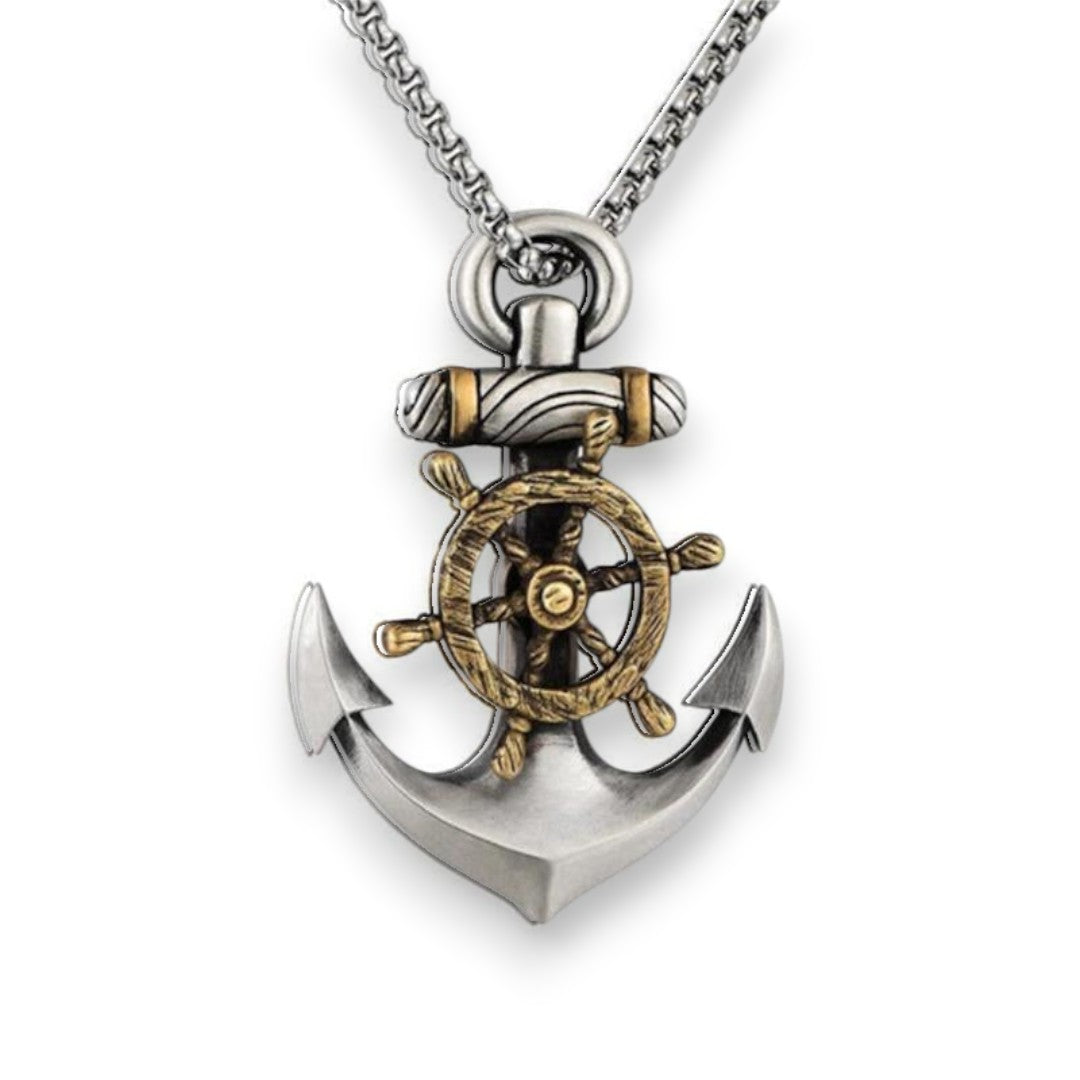 SaintGarnier™ | Nautical Anchor Wheel Necklace – Strength & Direction