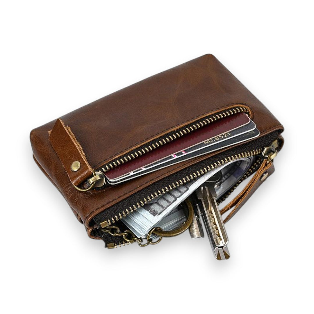 SaintGarnier™ | Vintage Cowhide Mini Wallet – Compact Utility