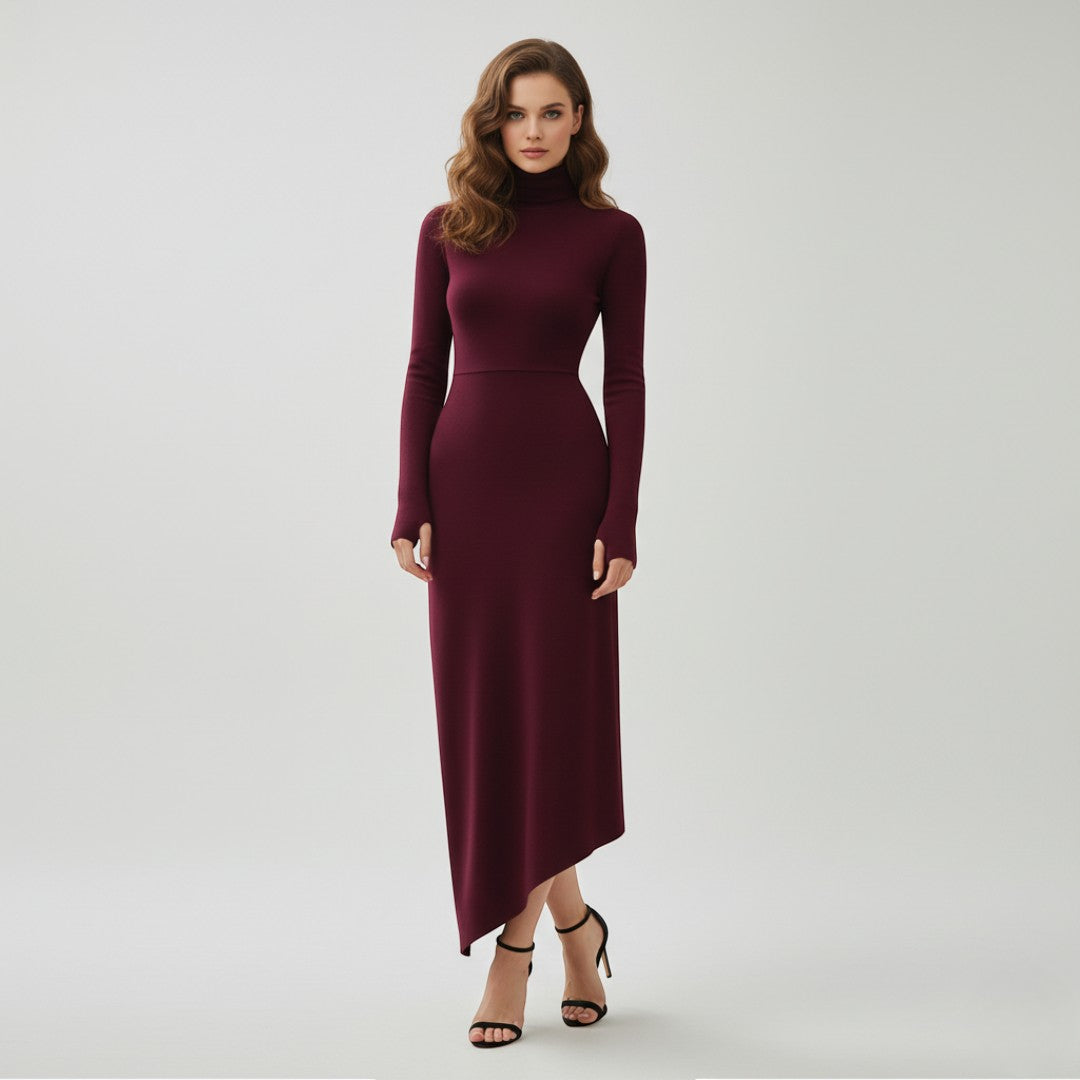 SaintGarnier™ | Aubergine Turtleneck Dress