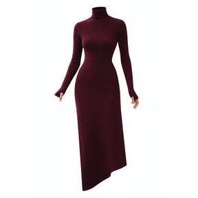 SaintGarnier™ | Aubergine Turtleneck Dress