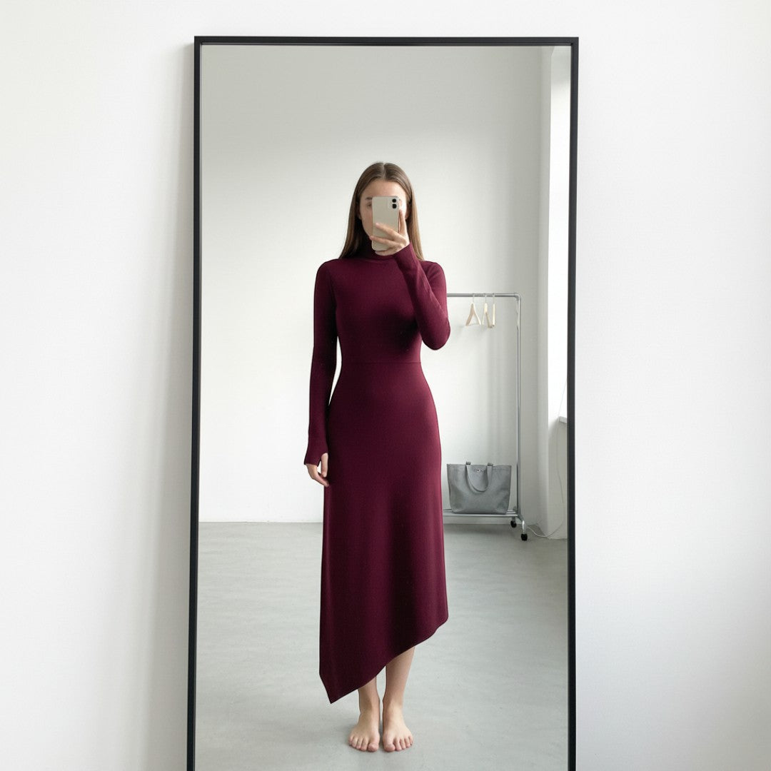 SaintGarnier™ | Aubergine Turtleneck Dress