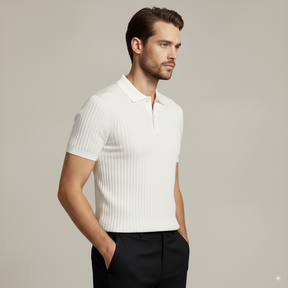 SaintGarnier™ | Aubry Knit Polo – Textured Cotton Comfort