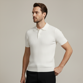 SaintGarnier™ | Aubry Knit Polo – Textured Cotton Comfort