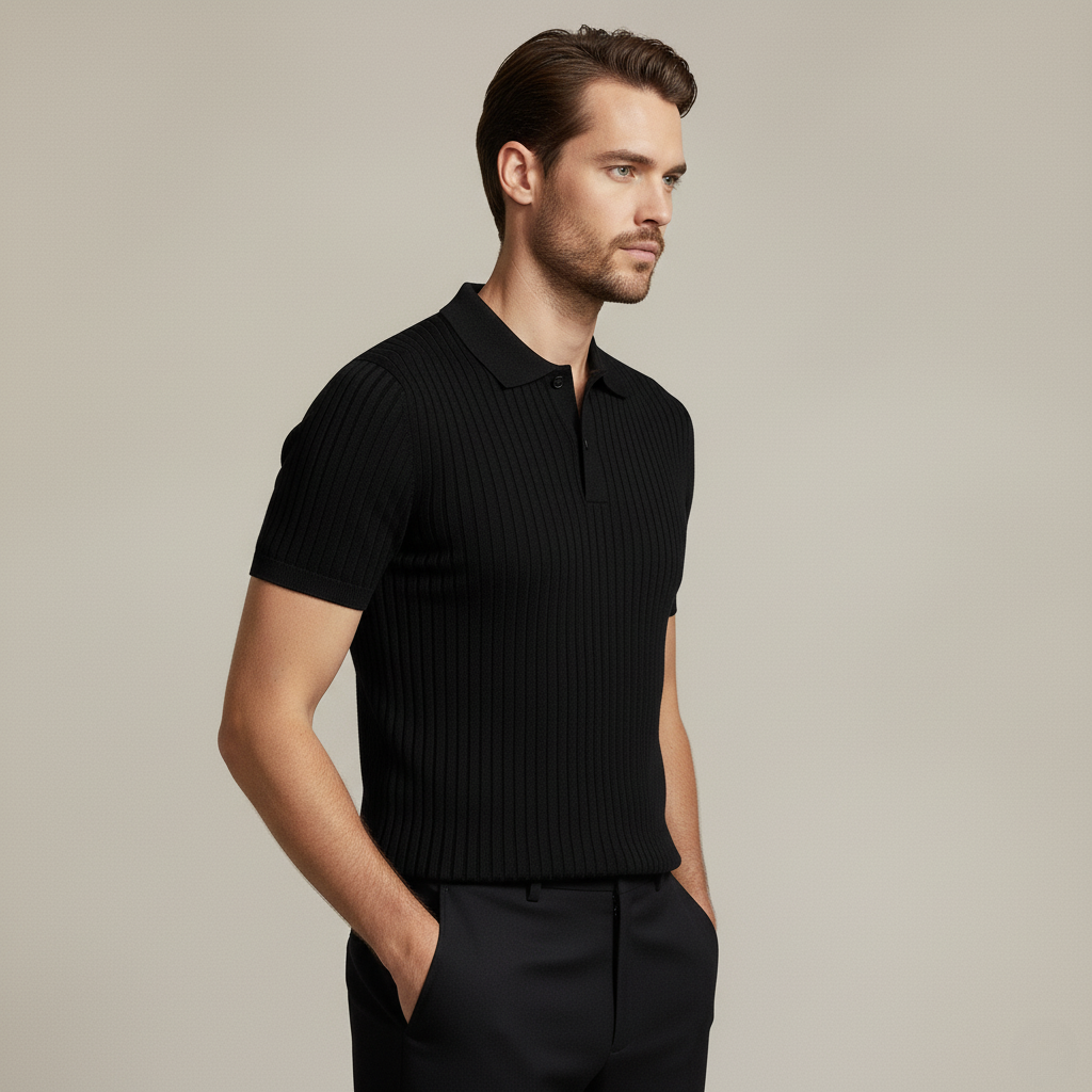SaintGarnier™ | Aubry Knit Polo – Textured Cotton Comfort