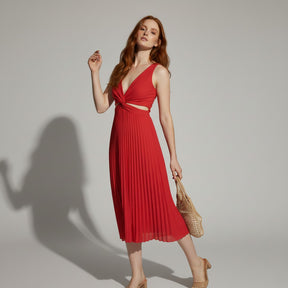 SaintGarnier™ | Aurora Satin Pleated Midi Dress