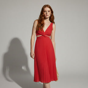 SaintGarnier™ | Aurora Satin Pleated Midi Dress
