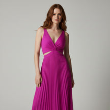 SaintGarnier™ | Aurora Satin Pleated Midi Dress
