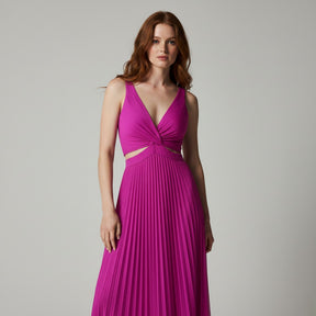 SaintGarnier™ | Aurora Satin Pleated Midi Dress