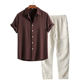 SaintGarnier™ | Classic Tone Summer Set – Short-Sleeve Shirt & Pants