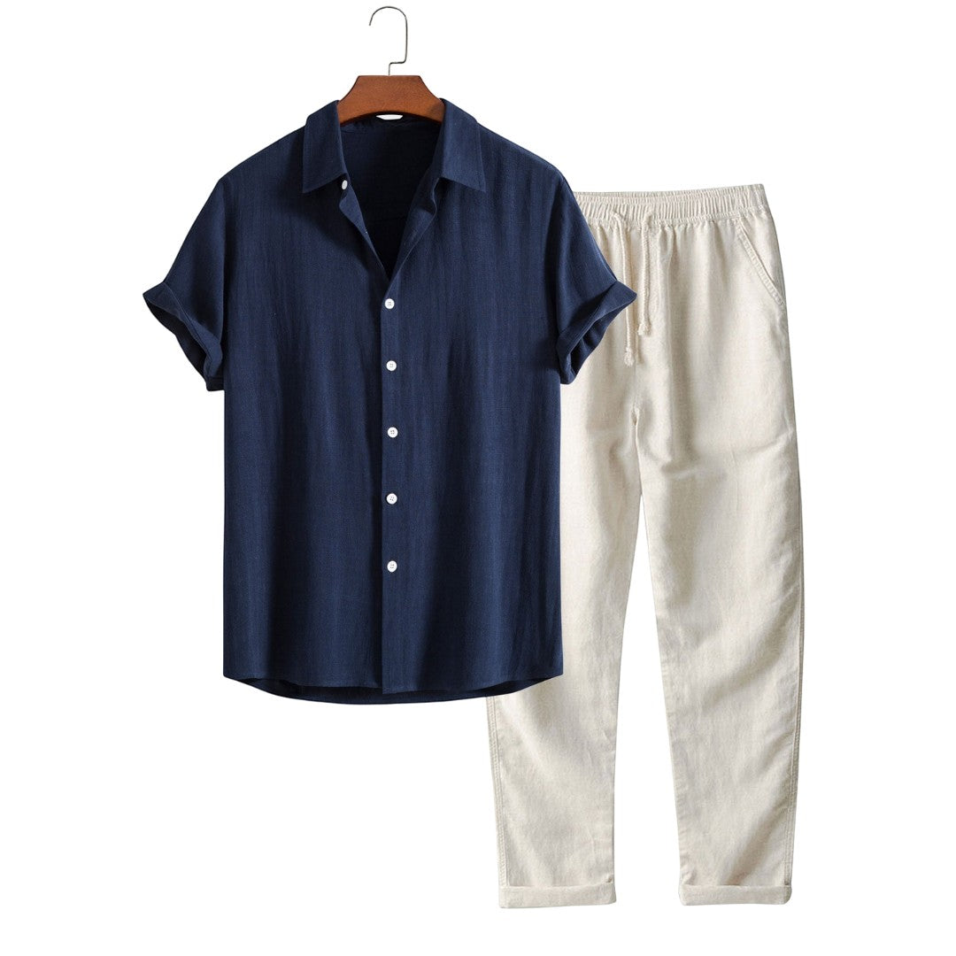 SaintGarnier™ | Classic Tone Summer Set – Short-Sleeve Shirt & Pants