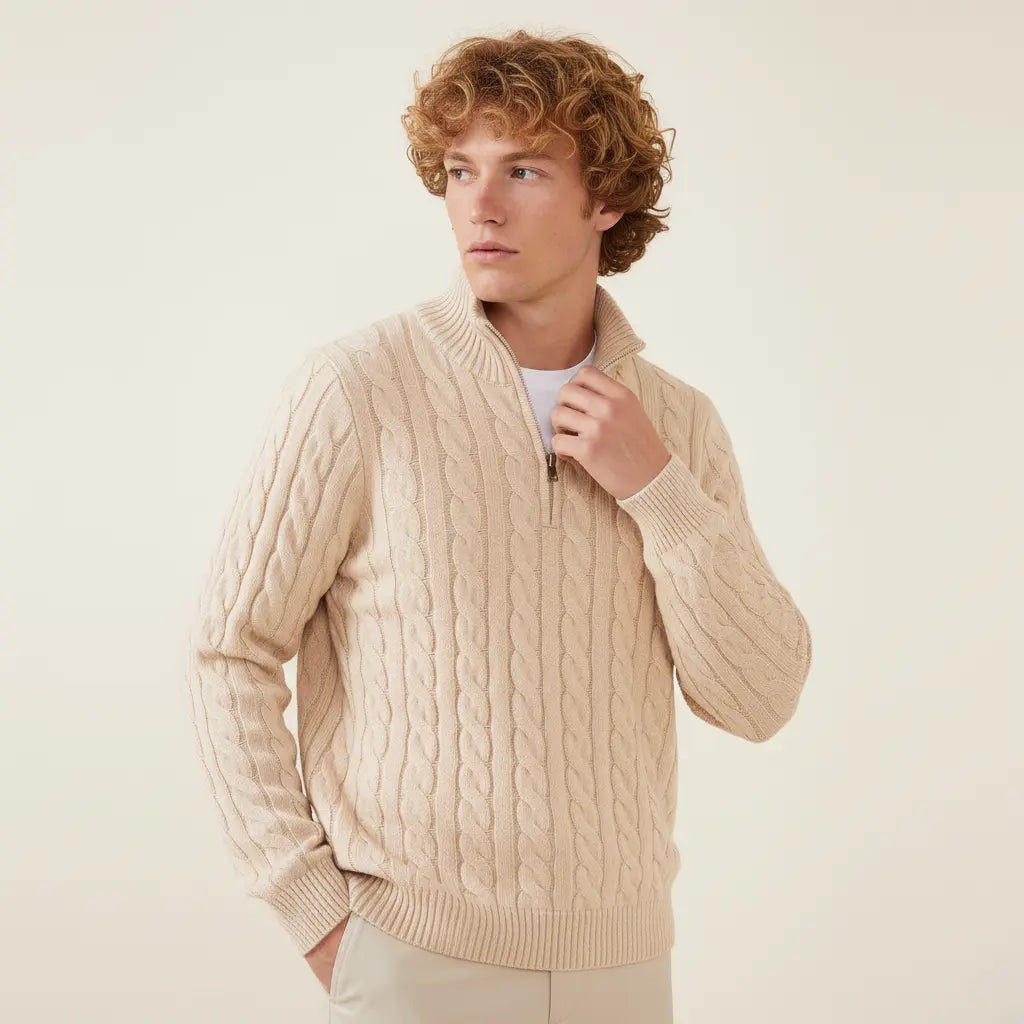 SaintGarnier™ Clément Half-Zip Knit | Premium Cotton Sweater