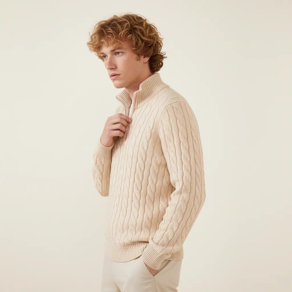 SaintGarnier™ Clément Half-Zip Knit | Premium Cotton Sweater