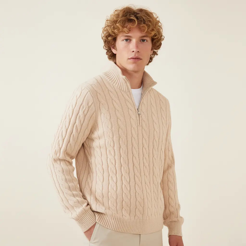 SaintGarnier™ Clément Half-Zip Knit | Premium Cotton Sweater