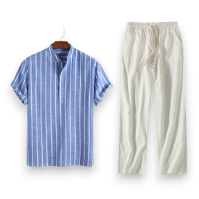 SaintGarnier™ | Coastal Stripes Summer Set – Relaxed Shirt & Pants