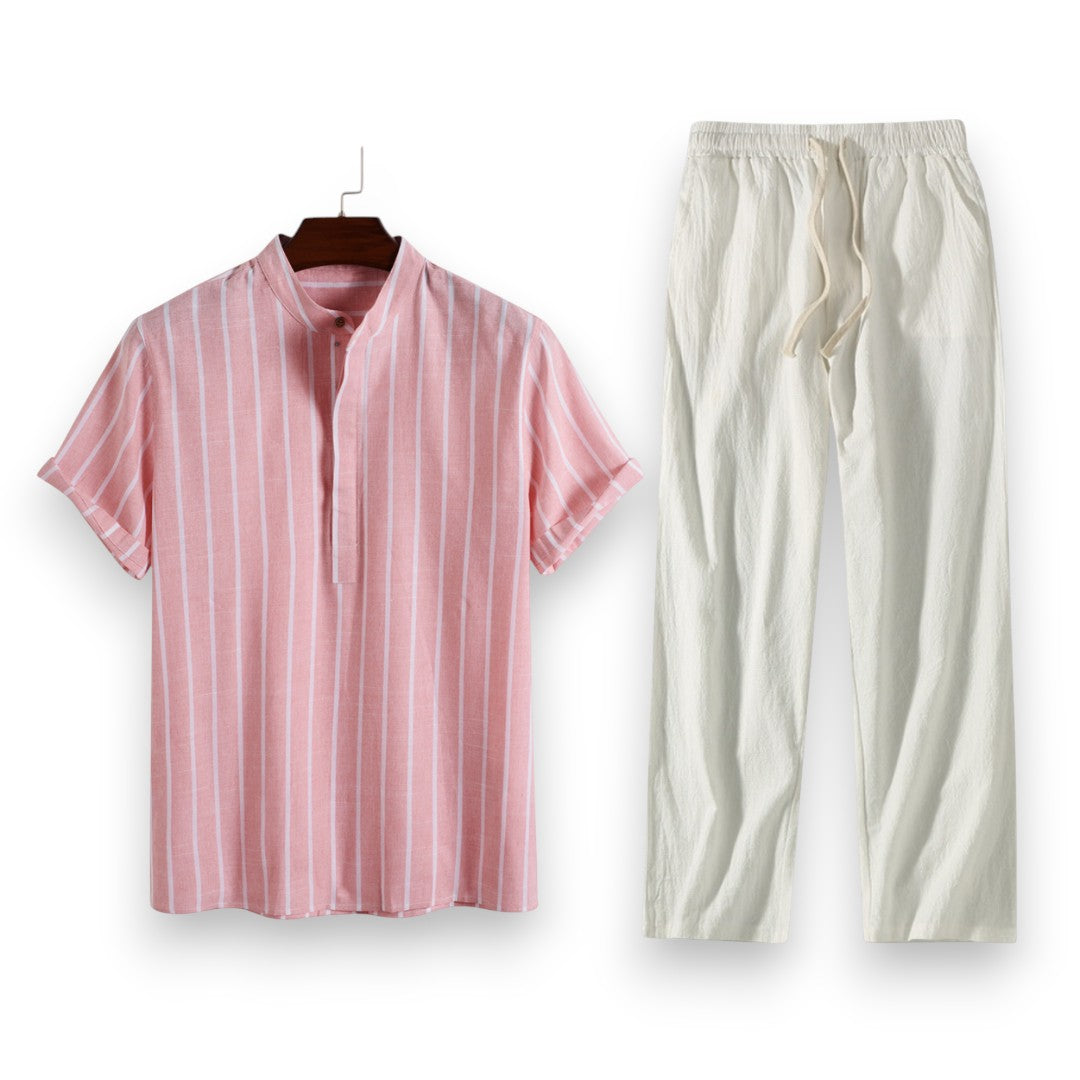 SaintGarnier™ | Coastal Stripes Summer Set – Relaxed Shirt & Pants