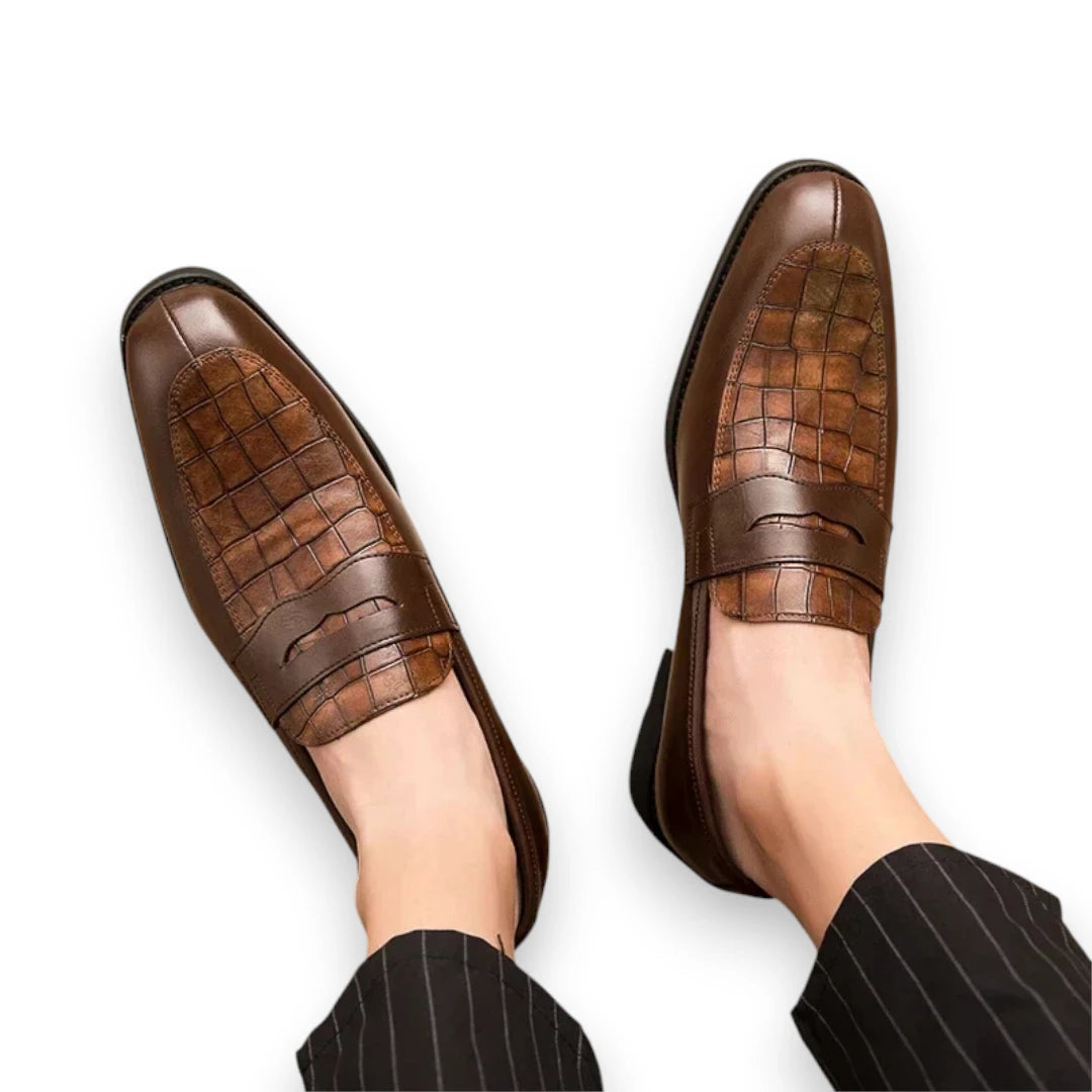 SaintGarnier™ | Delcourt Loafers – Croc-Embossed Leather Elegance