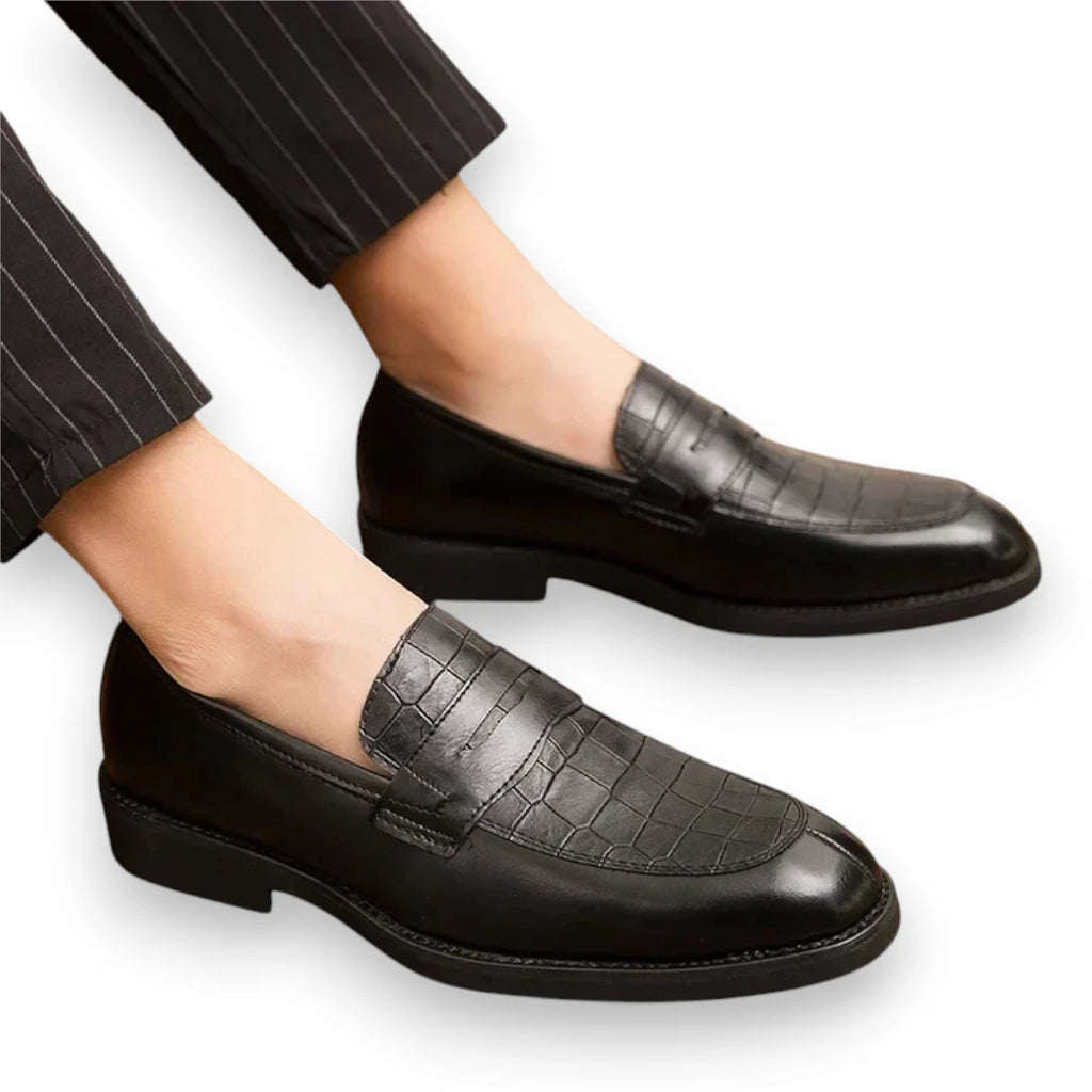 SaintGarnier™ | Delcourt Loafers – Croc-Embossed Leather Elegance