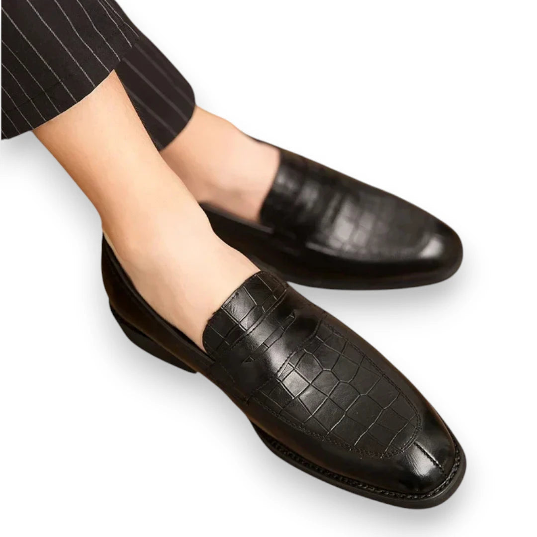 SaintGarnier™ | Delcourt Loafers – Croc-Embossed Leather Elegance
