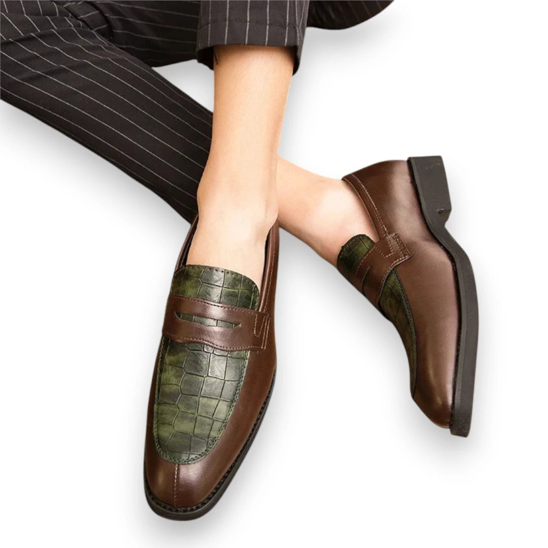 SaintGarnier™ | Delcourt Loafers – Croc-Embossed Leather Elegance