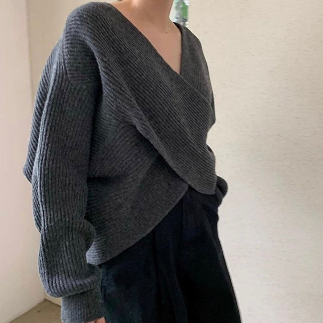 SaintGarnier™ | Elegant Wrap Knit Sweater – Chic Comfort Redefined