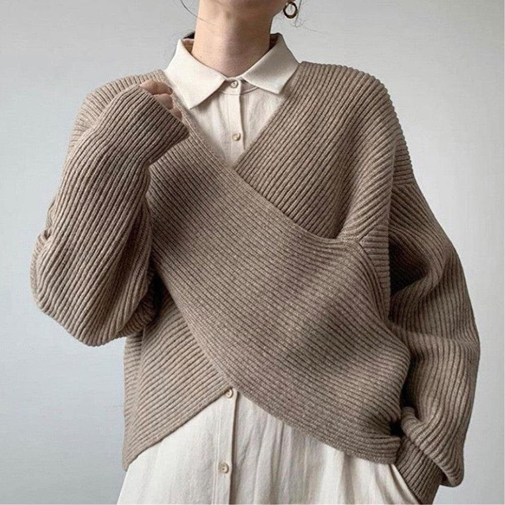 SaintGarnier™ | Elegant Wrap Knit Sweater – Chic Comfort Redefined