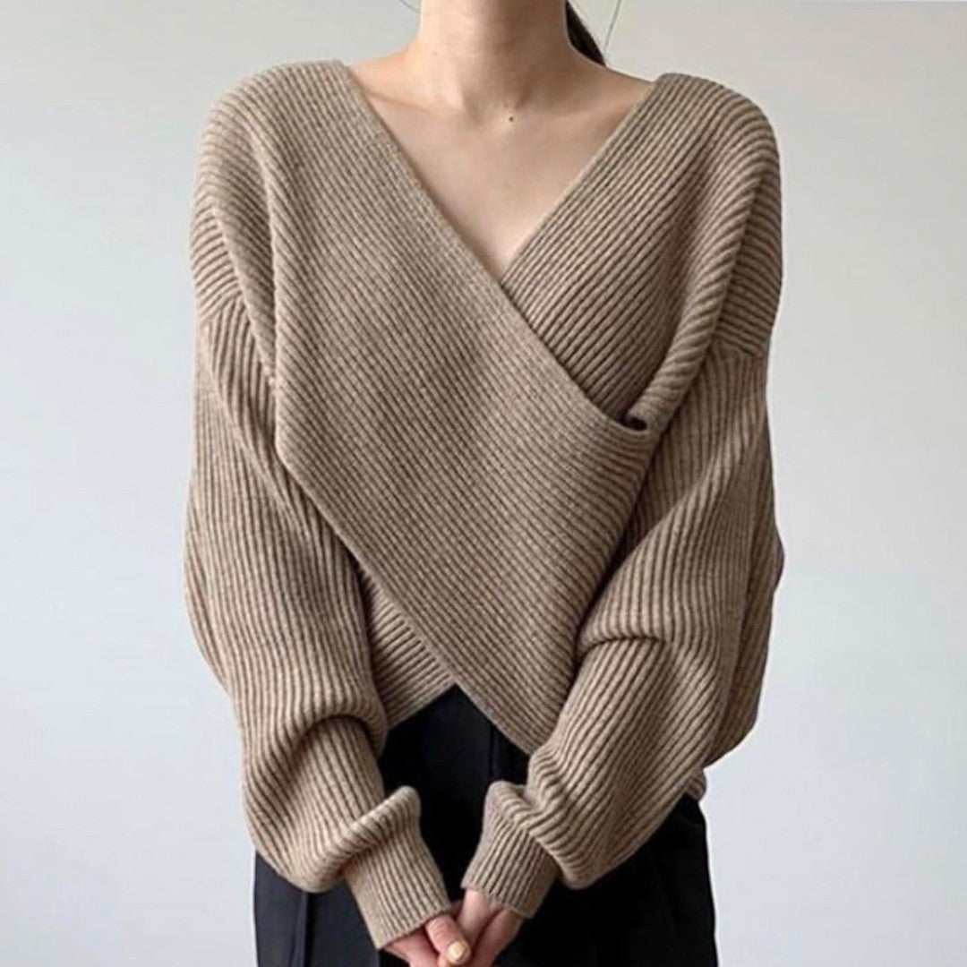 SaintGarnier™ | Elegant Wrap Knit Sweater – Chic Comfort Redefined