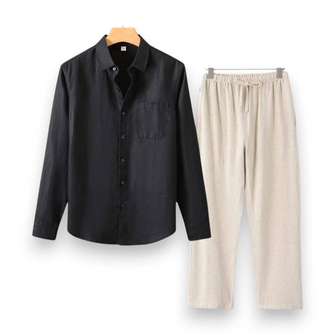 SaintGarnier™ | Executive Linen Set – Long-Sleeve Shirt & Pants