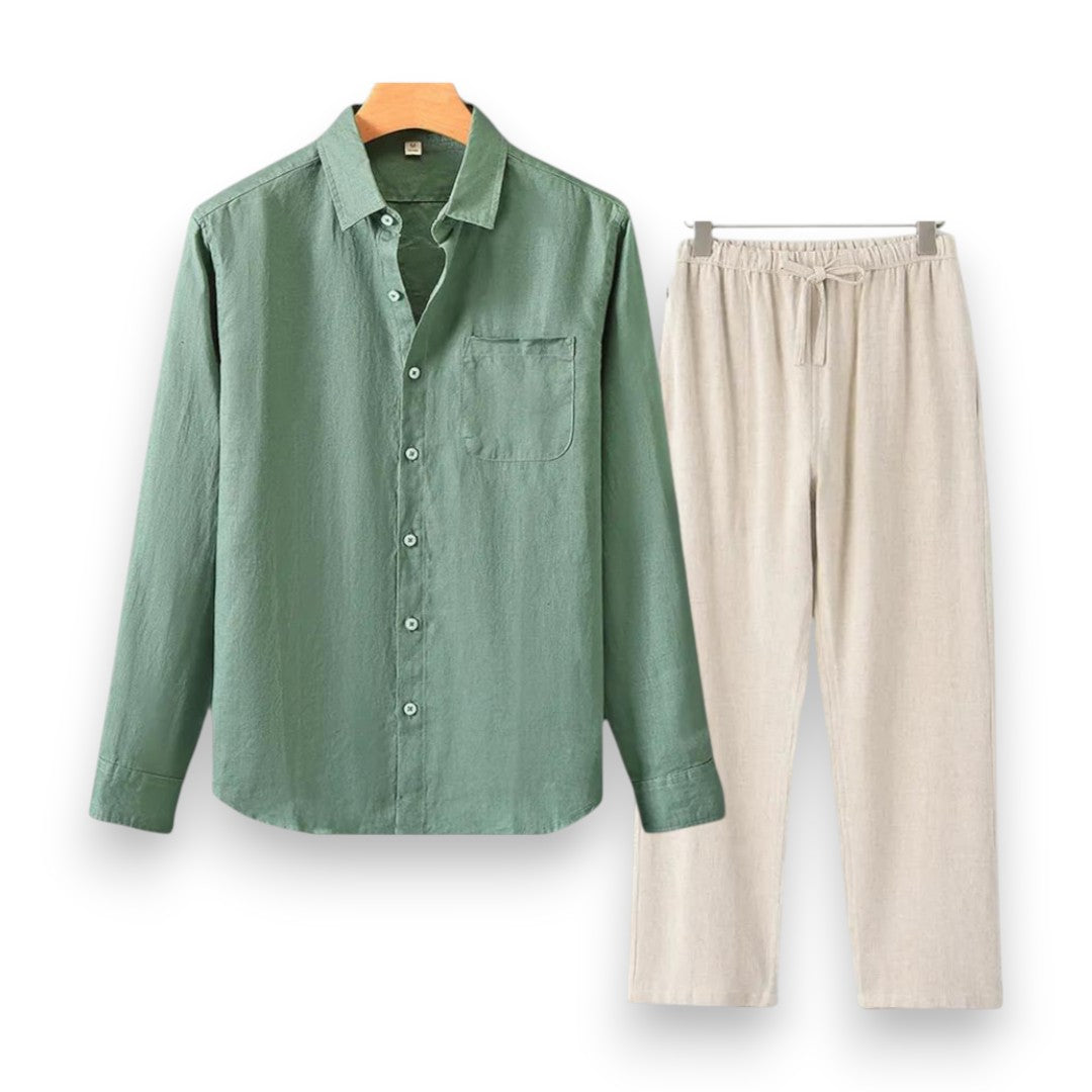 SaintGarnier™ | Executive Linen Set – Long-Sleeve Shirt & Pants