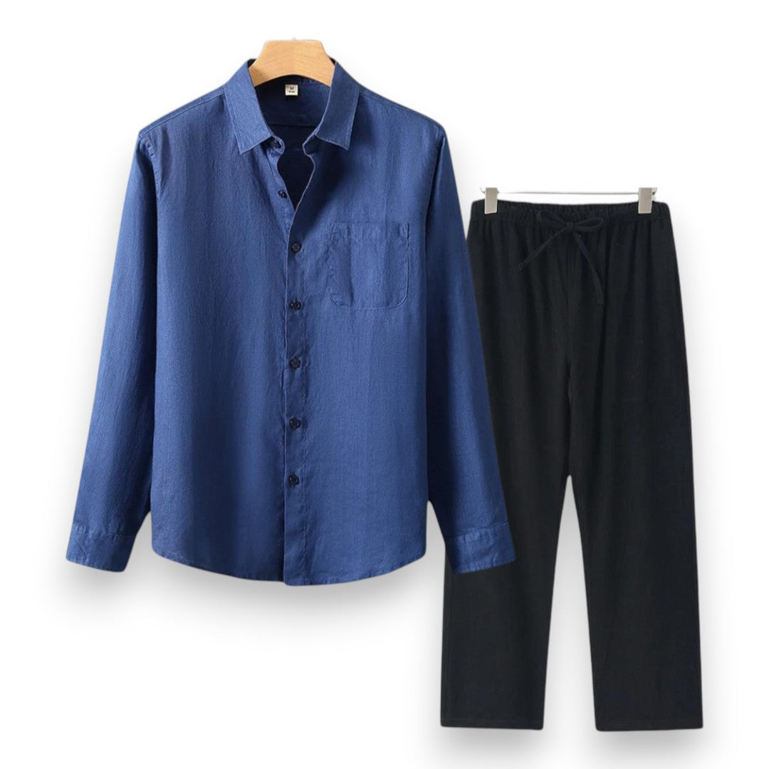 SaintGarnier™ | Executive Linen Set – Long-Sleeve Shirt & Pants