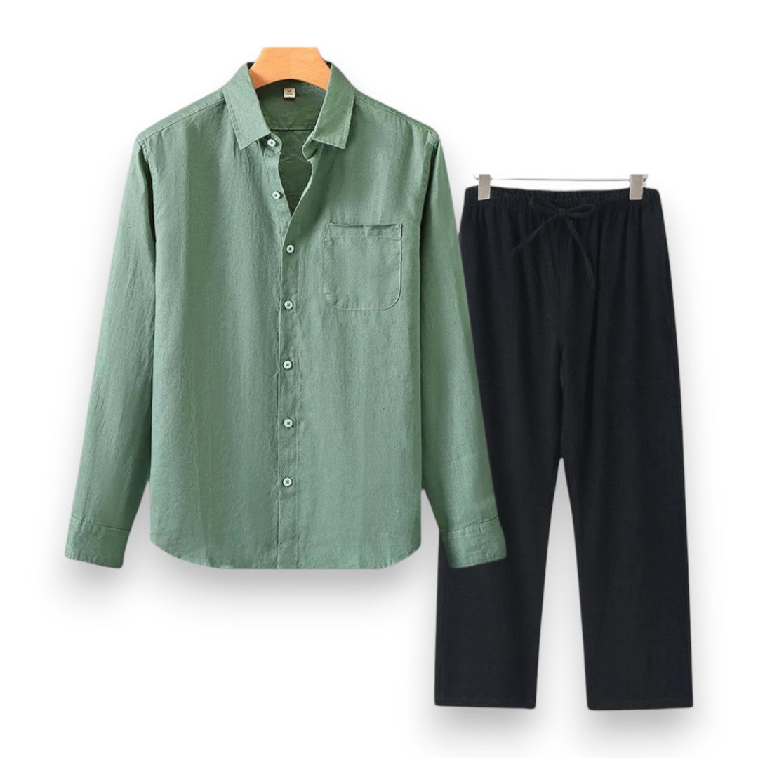 SaintGarnier™ | Executive Linen Set – Long-Sleeve Shirt & Pants