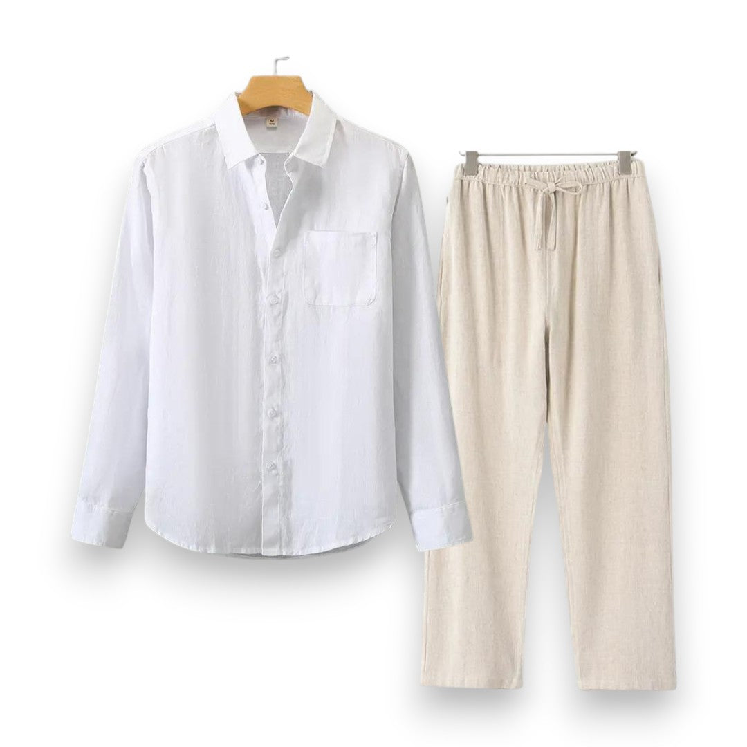 SaintGarnier™ | Executive Linen Set – Long-Sleeve Shirt & Pants