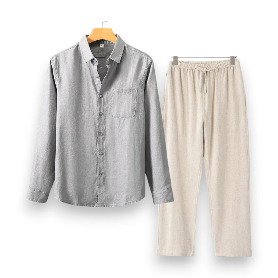 SaintGarnier™ | Executive Linen Set – Long-Sleeve Shirt & Pants