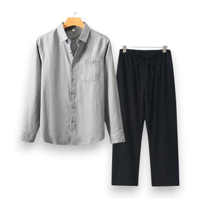 SaintGarnier™ | Executive Linen Set – Long-Sleeve Shirt & Pants
