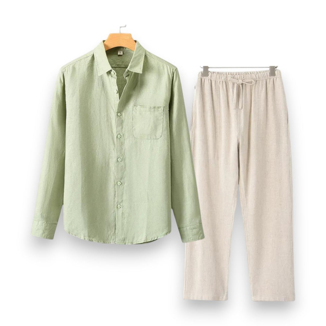 SaintGarnier™ | Executive Linen Set – Long-Sleeve Shirt & Pants