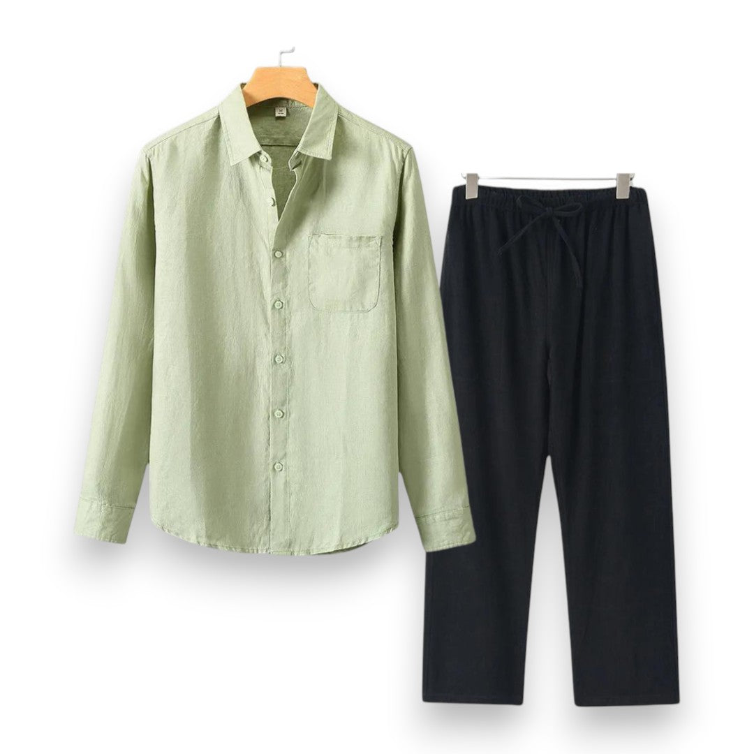 SaintGarnier™ | Executive Linen Set – Long-Sleeve Shirt & Pants