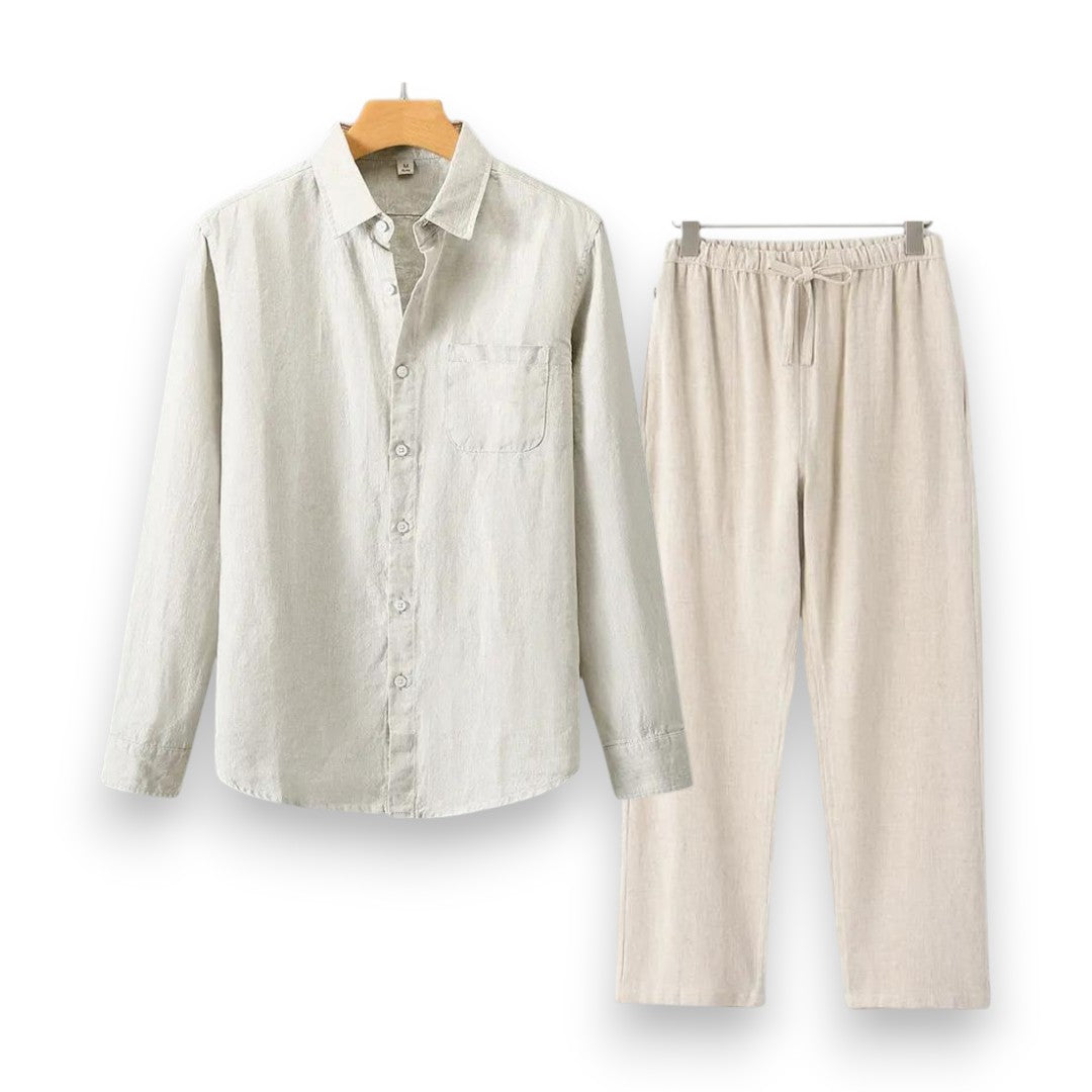 SaintGarnier™ | Executive Linen Set – Long-Sleeve Shirt & Pants