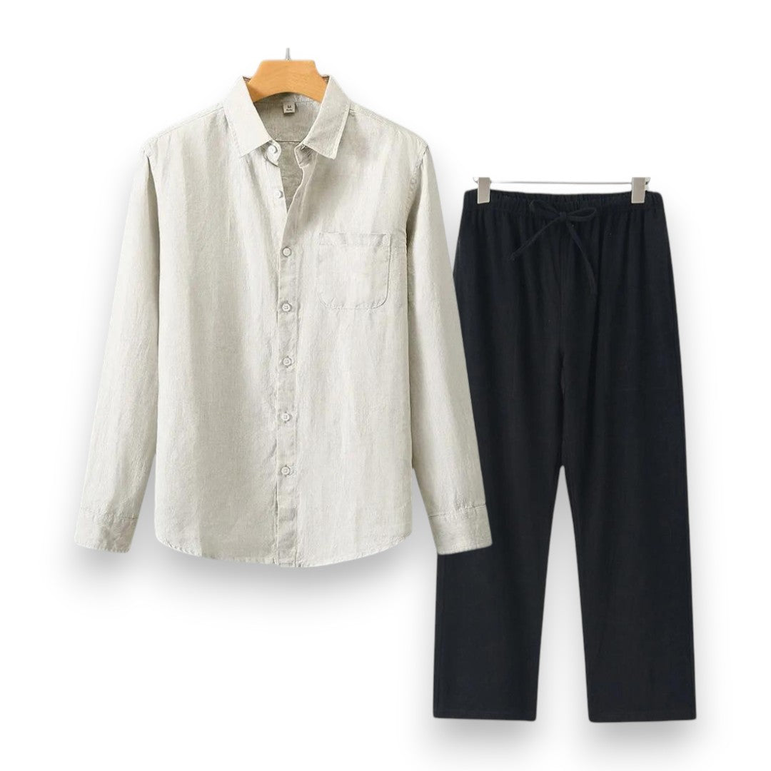 SaintGarnier™ | Executive Linen Set – Long-Sleeve Shirt & Pants