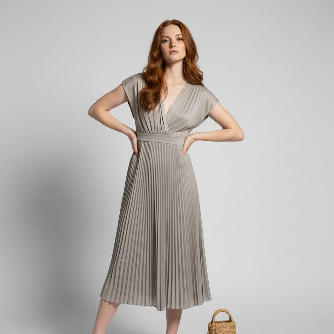 SaintGarnier™ | Fiona Pleated Midi Dress