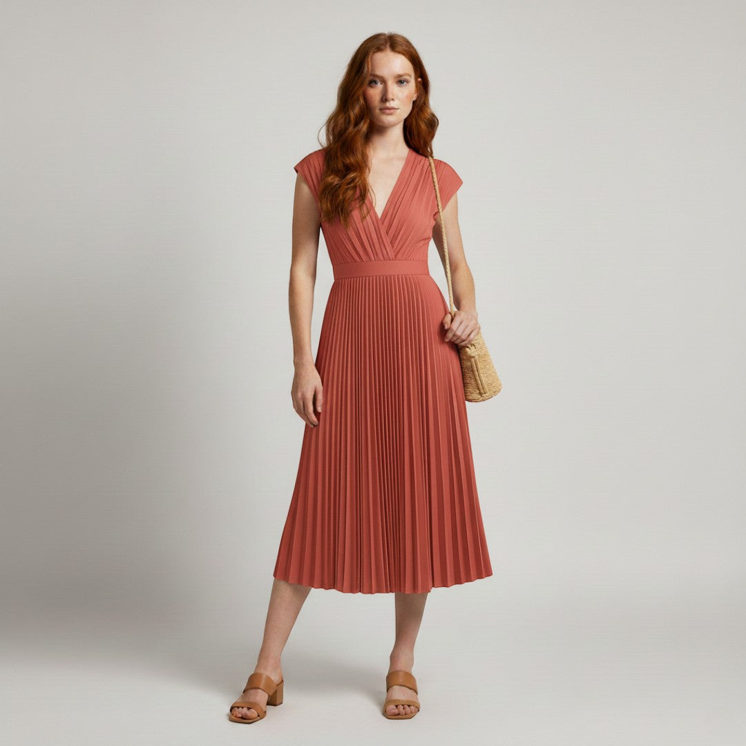 SaintGarnier™ | Fiona Pleated Midi Dress