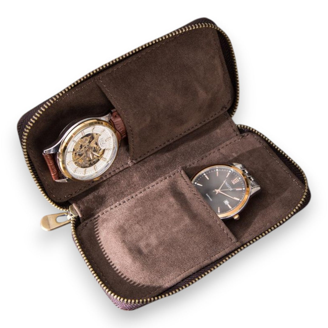 SaintGarnier™ | Handmade Vintage Leather Watch Storage Bag – Secure Elegance