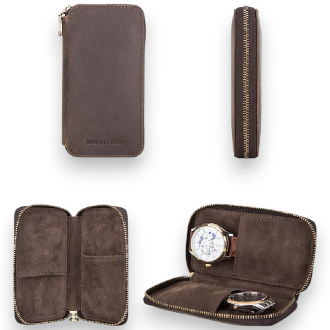 SaintGarnier™ | Handmade Vintage Leather Watch Storage Bag – Secure Elegance