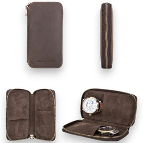 SaintGarnier™ | Handmade Vintage Leather Watch Storage Bag – Secure Elegance